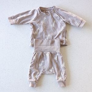 H&M Kids Matching Set - Light Beige with White Giraffes